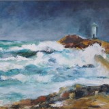 Grande marée à Trévignon - Acrylique sur toile 70 x 50 cm