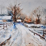 Chemin hivernal - Huile 65x50 cm