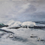 Tempête à la pointe - Huile sur toile 46 x 38 cm